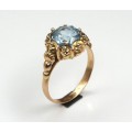 spectaculos inel victorian revival. topaz sky blue & aur 18 K. atelier european